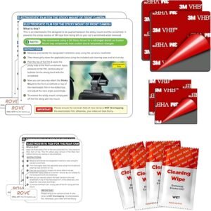 ROVE Windshield Electrostatic Films & 3M Sticky Tapes – 2 Pack Each for Front & Rear (Compatible with R2-4K Dual Dash Cam)